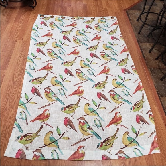 Pier 1 Imports Sheer Bird Watercolor Curtain Panels Grommets 50x84" Set of 2 - Picture 10 of 14
